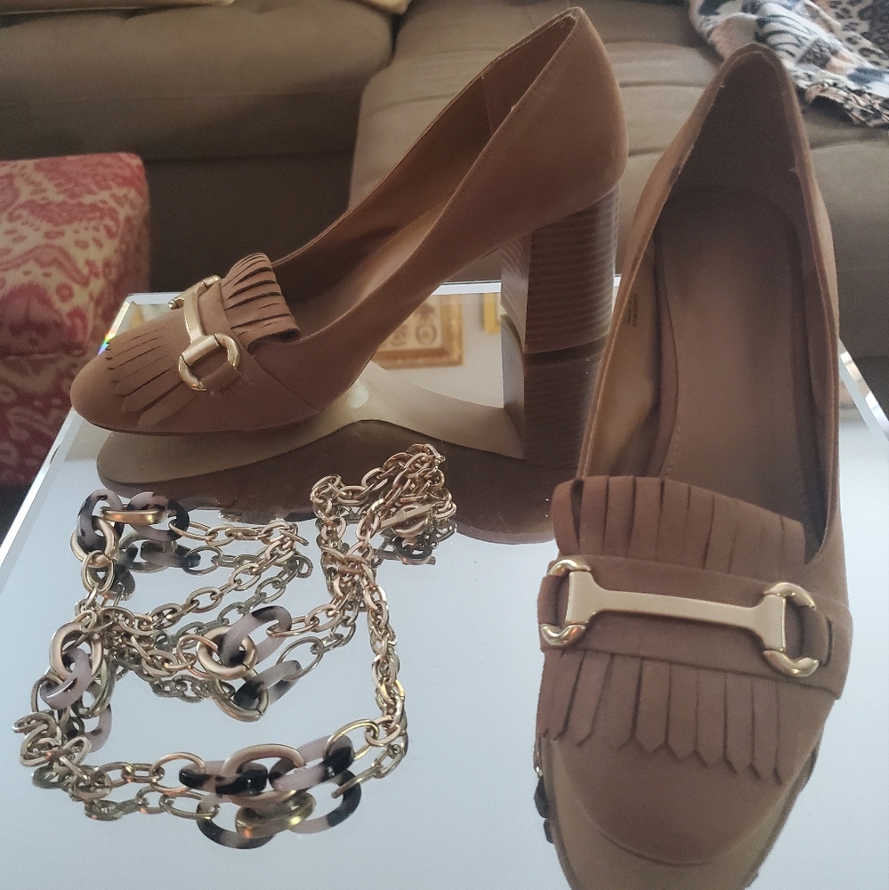🦋 Kilt Fringe/ Horse-Bit Oxford Heels